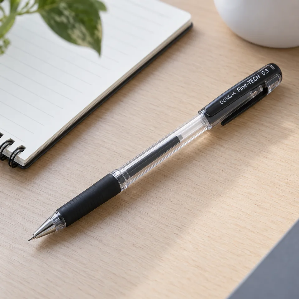 Image of Dong-A Fine-Tech Gel Pens, 0.3 mm, Black, Pack of 12