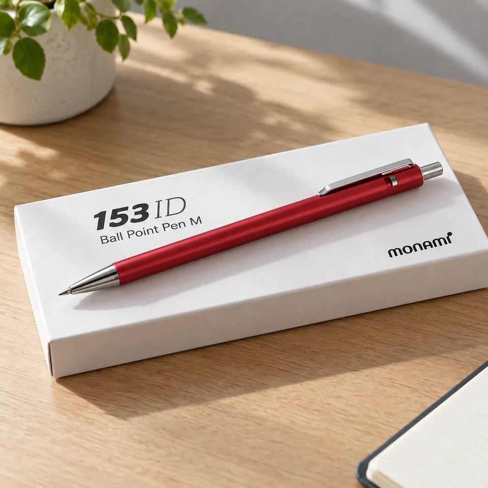 Image of Monami 153 ID Metal-Body Ballpoint Pen, 1.0 mm, Black Ink