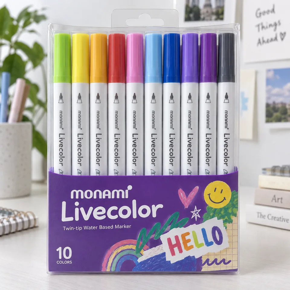 Image of Monami Live Color Twin Markers, Set of 10 Colors