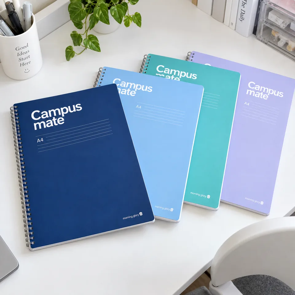 Image of Morning Glory Campus Mate A4 Spiral Notebooks, Set of 4