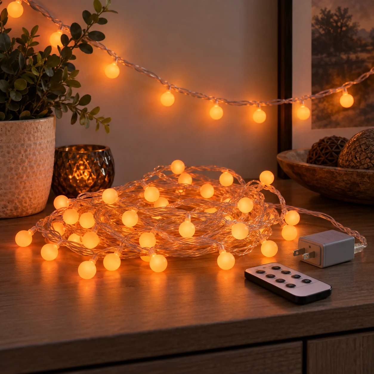JMEXSUSS 주황 글로브 스트링 조명 100 LED 상품 이미지